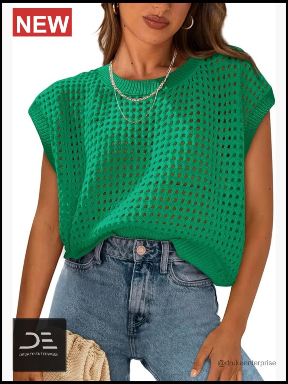 Cotton Crochet Cap Sleeve Pullover Sweater Top Beach Vacation